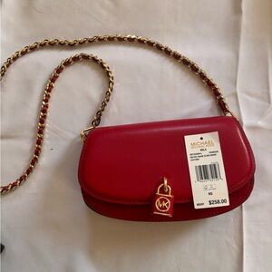 NWT leather Michael Kors Cherry Red Crossbody Bag